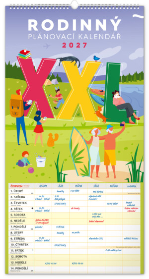 NOTIQUE Wandkalender Familienplanung XXL CZ 2027, 33 x 64 cm - Reklamnepredmety