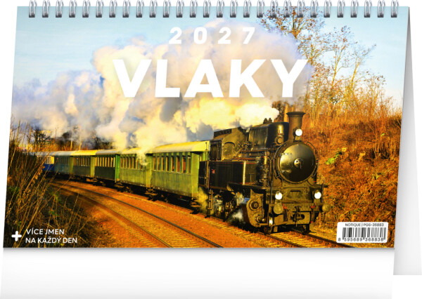 NOTIQUE Tischkalender Züge CZ 2027, 23,1 x 14,5 cm