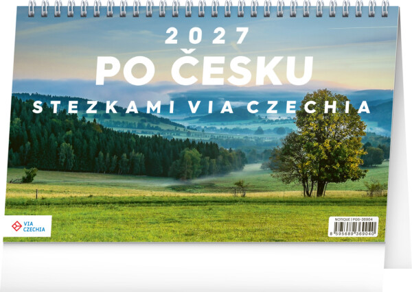 NOTIQUE Tischkalender Rund um Tschechien auf Wanderwegen Via Czechia CZ 2027, 23,1 x 14,5 cm