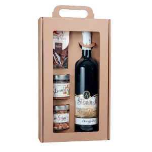 Geschenkset – Rotwein, Speckaufstrich, mild-würzige Festtagswurst und Nussleckerei - Reklamnepredmety