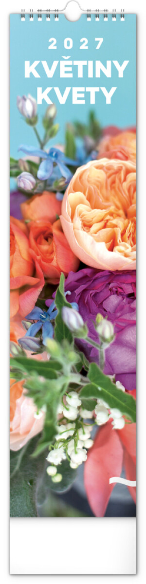 NOTIQUE Wandkalender Blumen – Flowers CZ/SK 2027, 12 x 48 cm - Reklamnepredmety