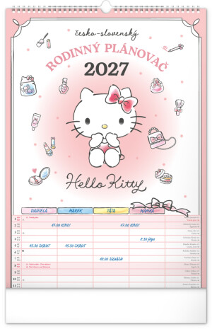 NOTIQUE Wandkalender Familienplanung Hello Kitty XL CZ/SK 2027, 33 x 46 cm - Reklamnepredmety