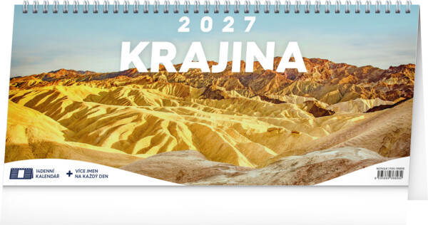 NOTIQUE Tischkalender Land CZ 2027 – 14 Tage, 33 x 14,5 cm