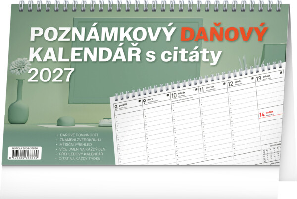 NOTIQUE Tischkalender Hinweis Steuer mit Anführungszeichen CZ 2027, 25 x 14,5 cm