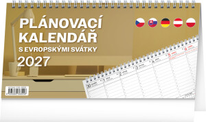 NOTIQUE Tischkalender mit europäischen Feiertagen CZ 2027 25 x 12,5 cm - Reklamnepredmety
