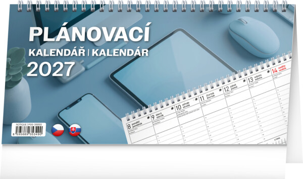 NOTIQUE Tischkalender Planer CZ/SK 2027, 25 x 12,5 cm
