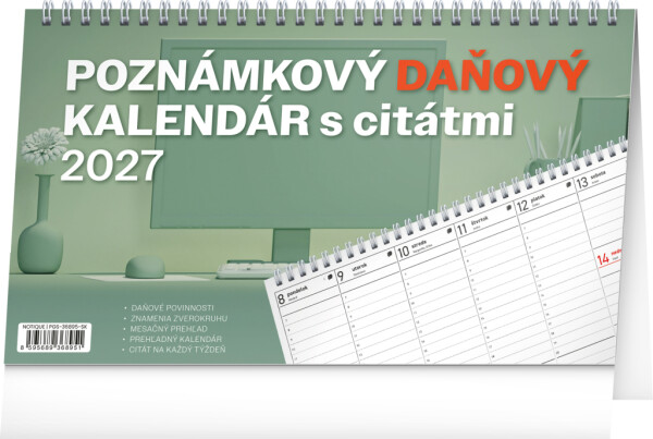 NOTIQUE Tischkalender mit Steuerhinweisen und Zitaten 2027, 25 x 14,5 cm