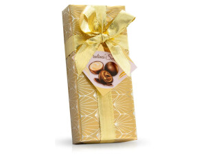 Pralinen aus dunkler und Vollmilchschokolade mit Kakao-, Orangen- und Nussfüllung, 70 g - Reklamnepredmety