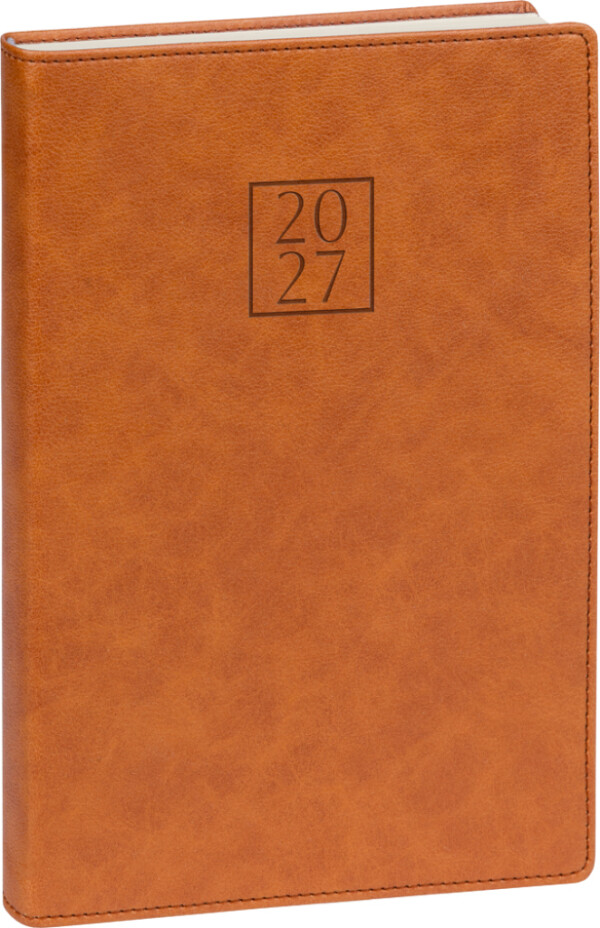 NOTIQUE Denný diár Prestigio 2027, hnedý, 15 x 21 cm