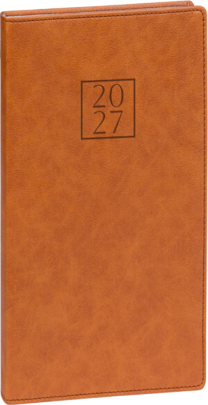 NOTIQUE Taschenkalender Prestigio 2027, braun, 9 x 15,5 cm - Reklamnepredmety