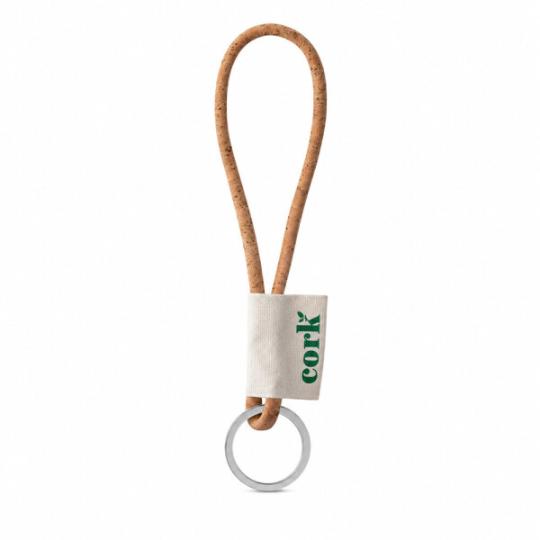 Bedrucktes Muster-Lanyard aus Kork, kurz (Ø 5 mm)
