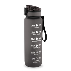 ERIKSSON. Flasche aus recyceltem PET (100 % rPET) mit motivierenden Sprüchen und Zeitmarkierungen, die zum Wassertrinken anregen - Reklamnepredmety
