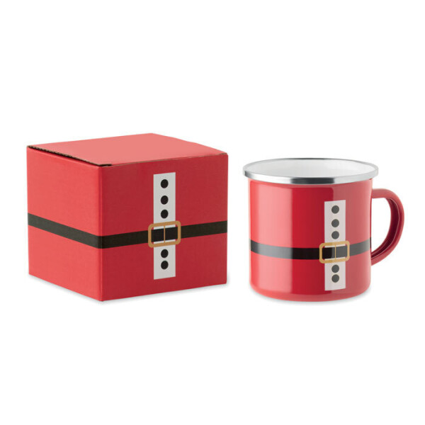 SANTAMEL Retro Emaille-Weihnachtsmannbecher