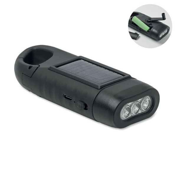 CRANCH Solar-LED-Taschenlampe mit Dynamo