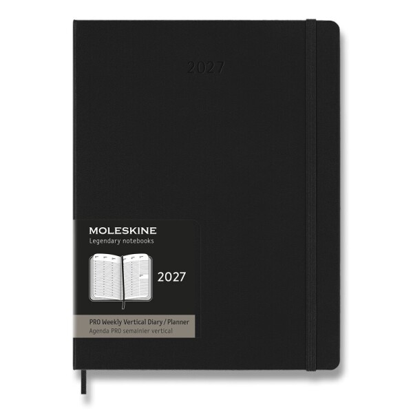 Moleskine PRO 2027 Kalender – Hardcover, XL, Wochenkalender, Hochformat, schwarz
