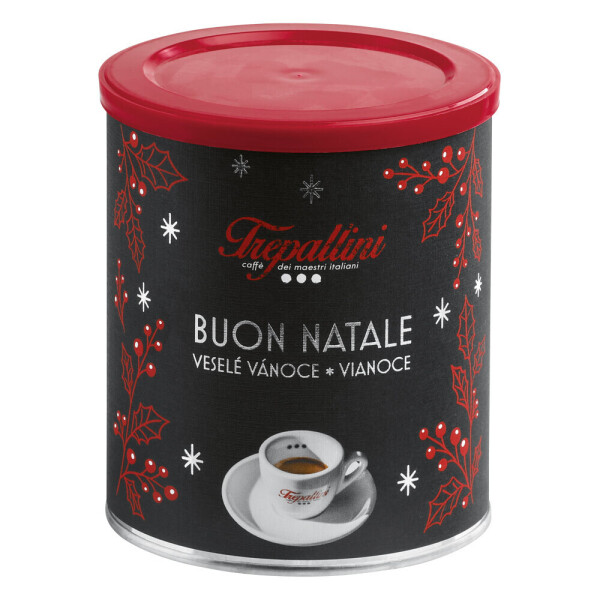 BONO. Kaffeebohnen in einer Dose mit Weihnachtsmotiv