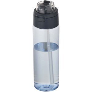 Theron 700-ml-Wasserflasche aus recyceltem Kunststoff (RCS) mit Multifunktionsdeckel und faltbarem Strohhalm - Reklamnepredmety