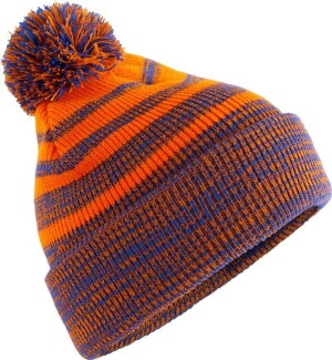 Strickmütze mit Pompon "Team Stripe" B 476 - Reklamnepredmety