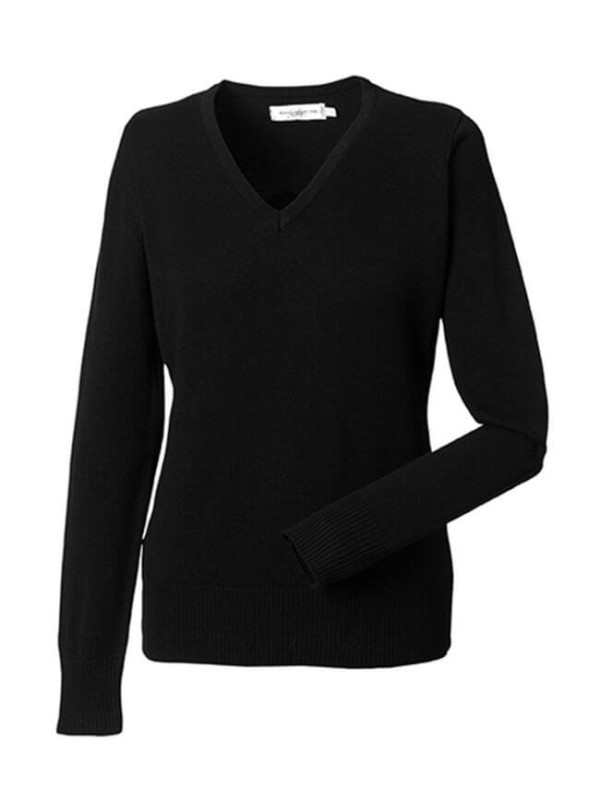 Ladies` V-Neck Knitted Pullover
