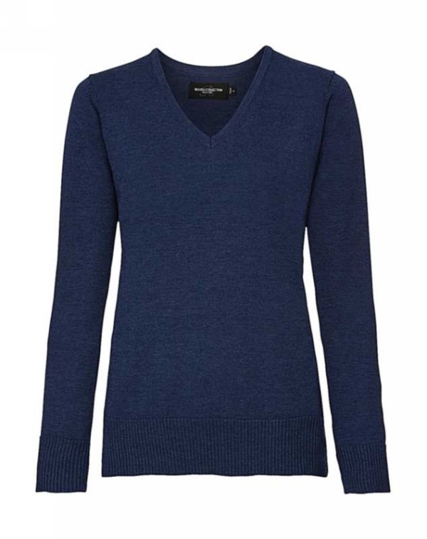 Ladies` V-Neck Knitted Pullover