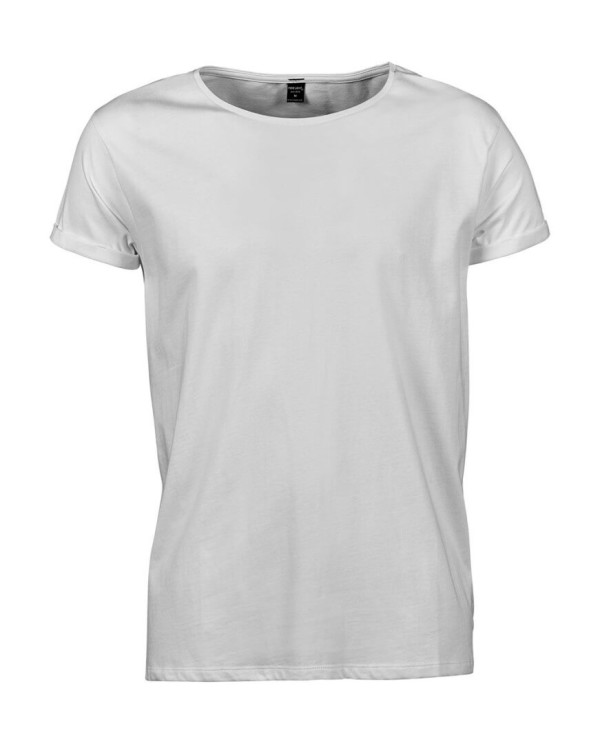 ·160 gsm ·100% cotton, ringspun and combed ·Single jersey ·Double preshrunk ·Large neck opening with slim neck rib ·Shoulder to shoulder tape ·Roll-up sleeves with small bar tags ·Tailored loose fit.
