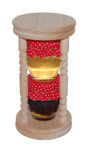 Satz Honig und getrocknete Früchte in Honig in einem Gestell - Reklamnepredmety