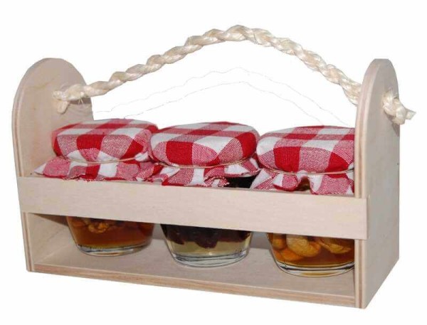 Set von 3 Arten von Nüssen in Honig in einem horizontalen Ständer