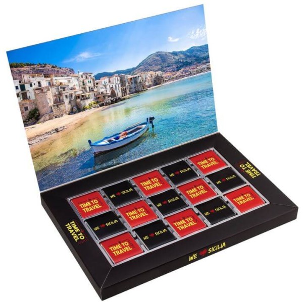 Set Mini-Pralinen mit dem Druck der Verpackung