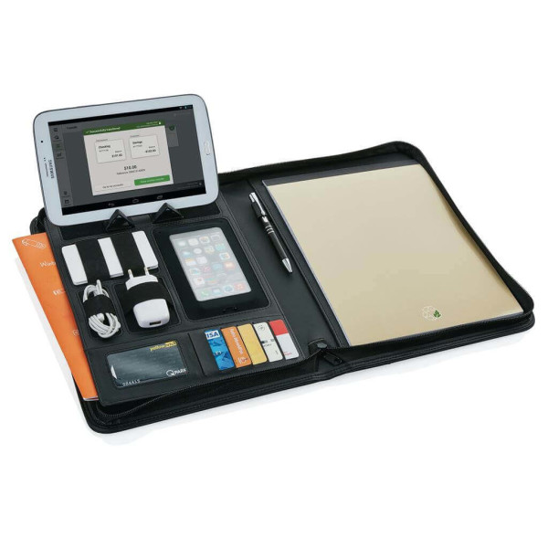 Essential Tech Portfolio mit Reißverschluss, schwarz