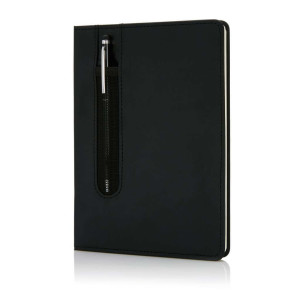 Basic Hardcover PU A5 Notizbuch mit Stylus-Stift, grün - Reklamnepredmety