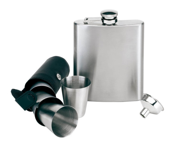 Gentleman Edelstahl-Flachmann-Set