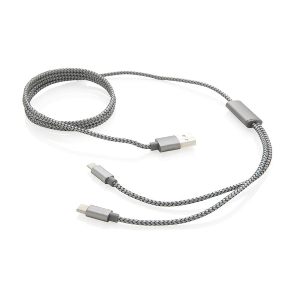 3-in-1 umwobenes Kabel, grau