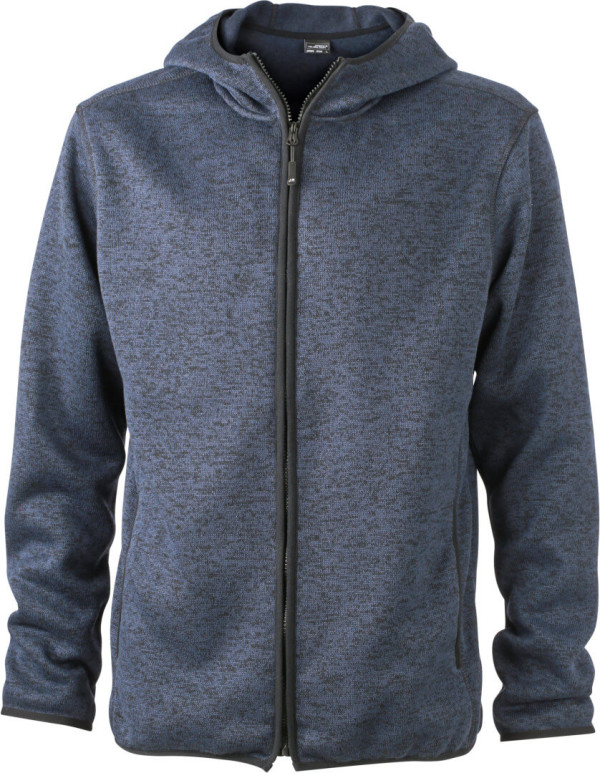 Herren Strick Fleece Kapuzen Jacke