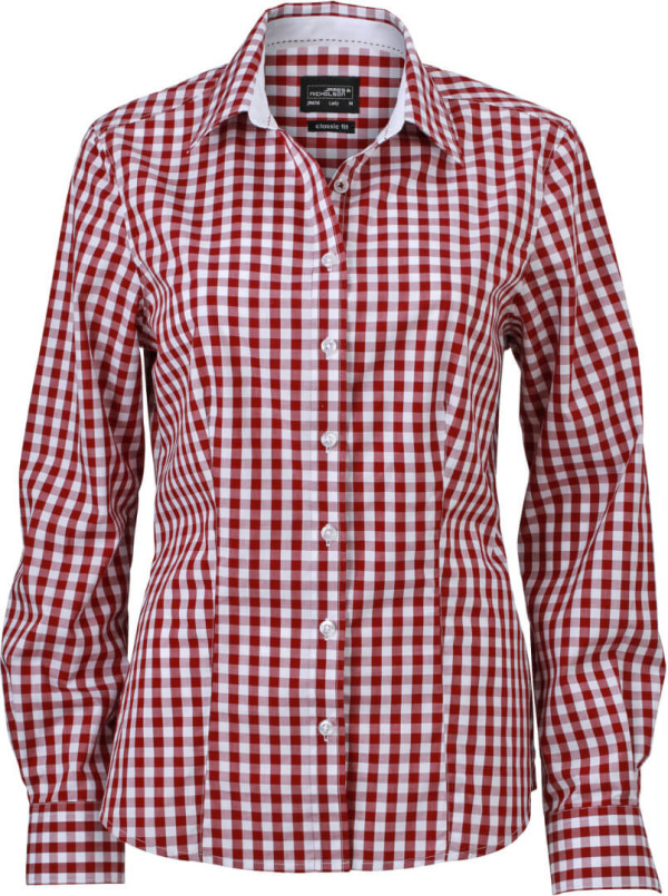 Popeline Karo Bluse langarm