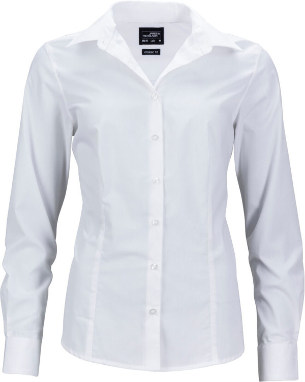 Popeline Business Bluse langarm