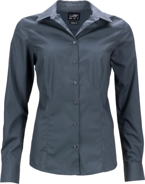 Popeline Business Bluse langarm