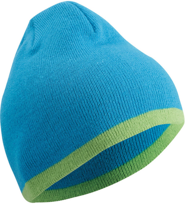Strick Beanie mit Kontraststreifen