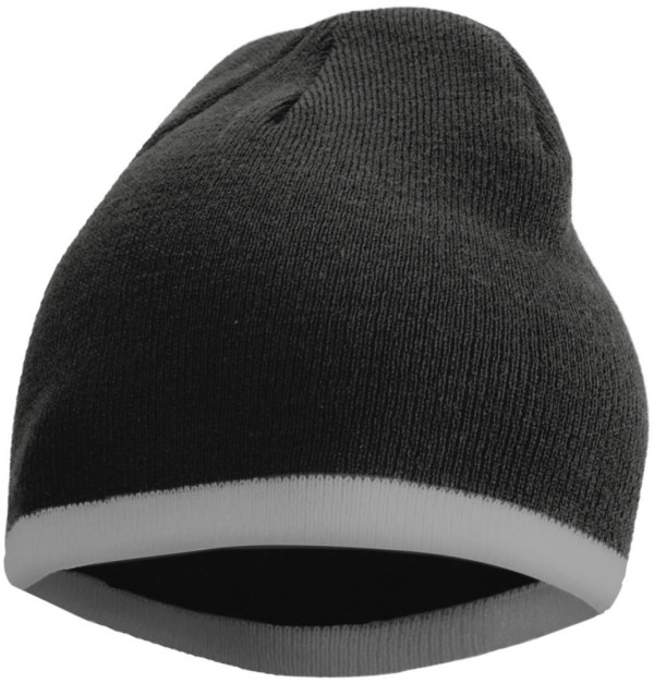 Strick Beanie mit Kontraststreifen