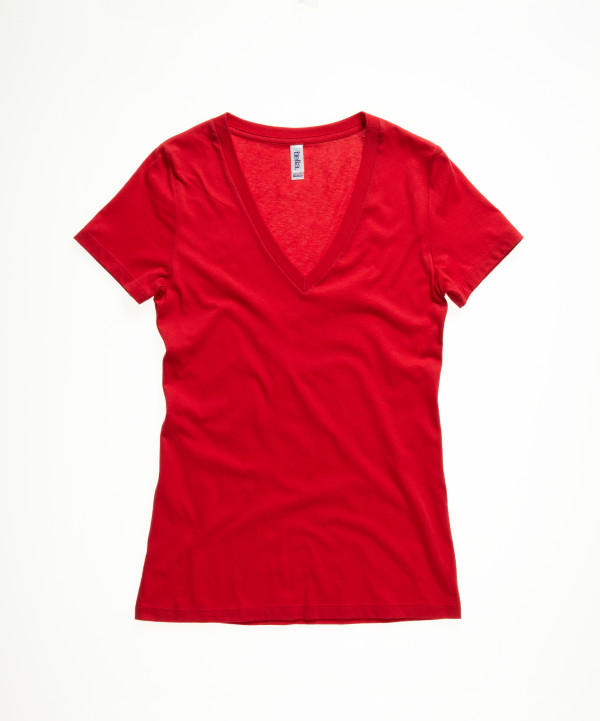 Damen Jersey Deep V-Neck T-Shirt
