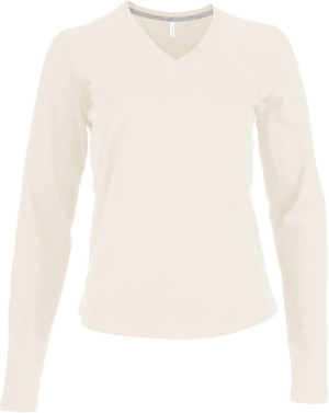 Damen V-Neck T-Shirt langarm - Reklamnepredmety