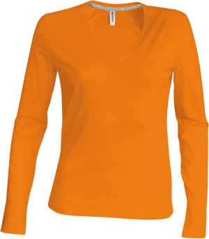 Damen V-Neck T-Shirt langarm - Reklamnepredmety