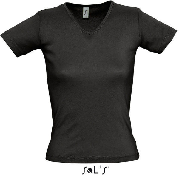 Damen V-Neck Ripp T-Shirt