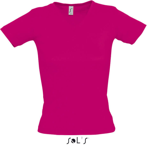 Damen V-Neck Ripp T-Shirt