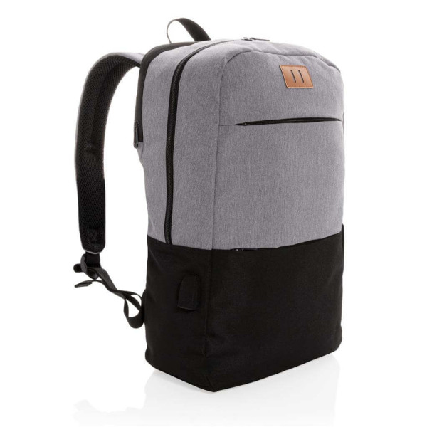 Moderner 15.6" USB & RFID Laptop-Rucksack PVC-frei, schwarz