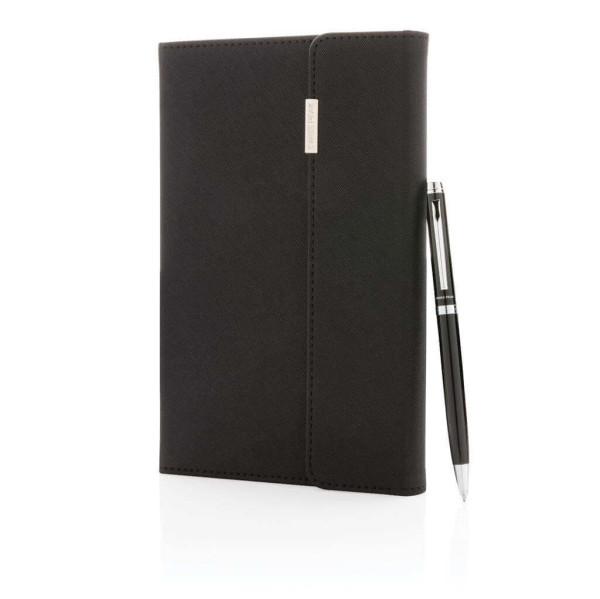 Swiss Peak Deluxe A5 Notizbuch mit Stift, schwarz