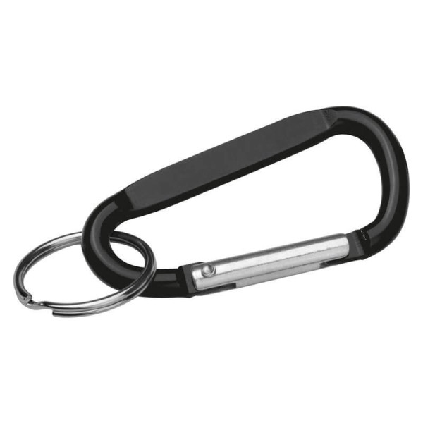 Farbiger Karabiner mit Metallring.