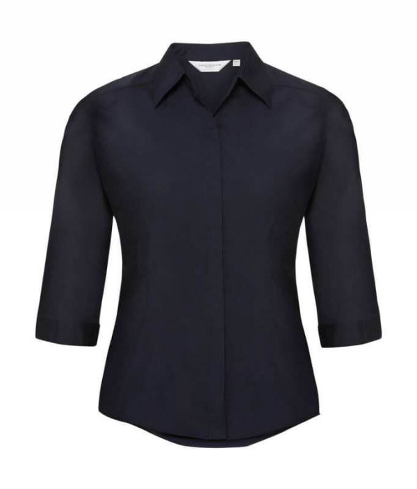 Popelin Bluse mit 3/4 Arm